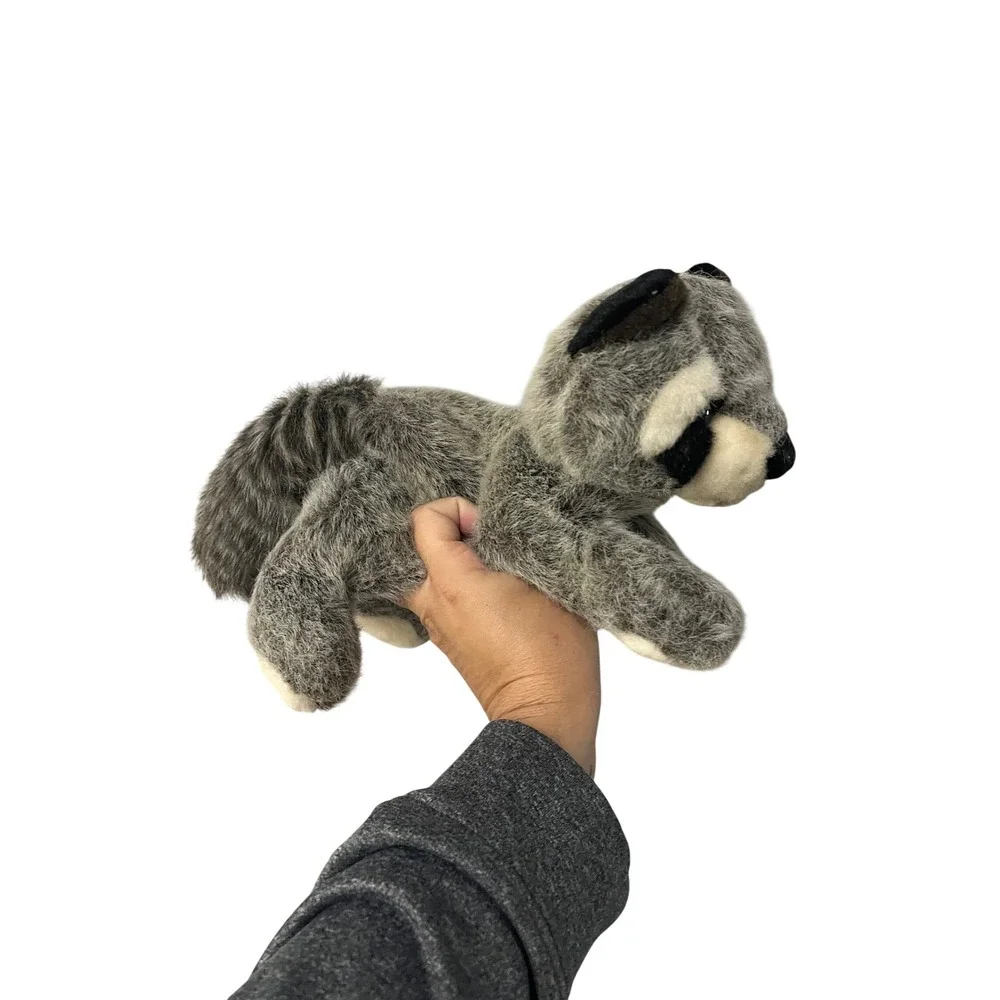 Vintage A&A Plush Flopsies Raccoon‎ Stuffed Animal Bean Bag Grey Black 1998 Tag